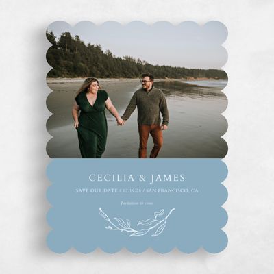 Blue Scalloped Wedding Save the Date - Everhart Photo