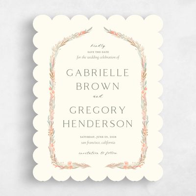 Yellow Scalloped Wedding Save the Date - Kenela Portrait
