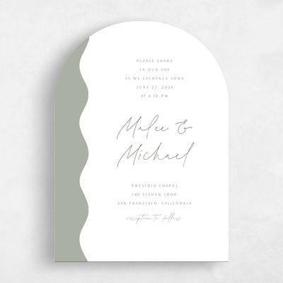 Green Arch Wedding Invitation - Molnar Portrait