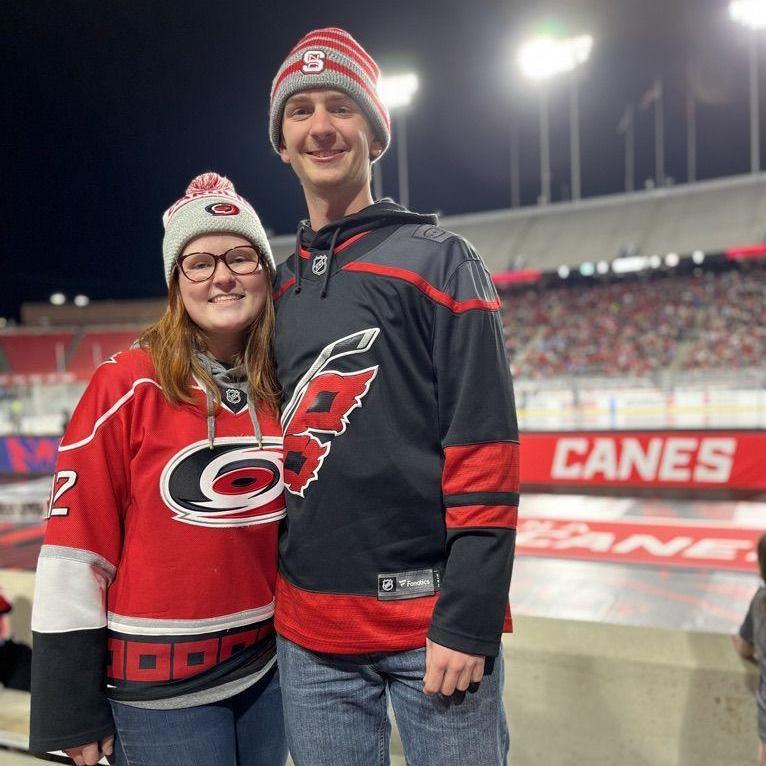 February 20, 2023 - We got to watch the NC State hockey team play in the Canes Stadium Series rink.