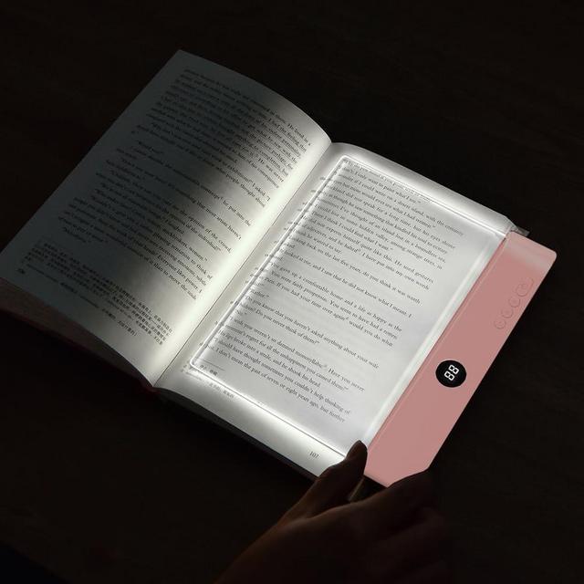 Book Light, Rechargeable Clear LED Flat Book Lights for Reading in Bed at Night with 3 Colors & Timer, Dimmable Panel Plate Book Lamp Full Page Light, Bookish Gifts for Women Readers Kids Book Lovers