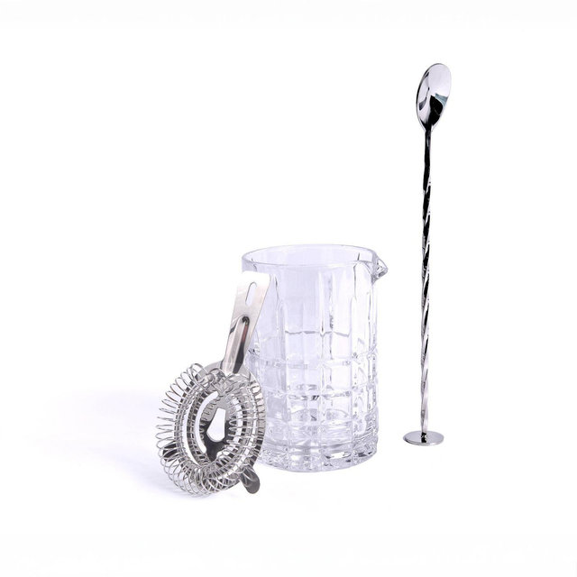 Houdini 3pc Cocktail Stir Set with Mixing Glass, Strainer and Spoon
