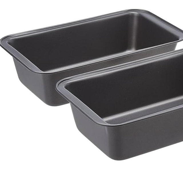 Amazon Basics Rectangular Baking Bread Loaf Pan, 9.5 x 5 Inch, Set of 2, Gray