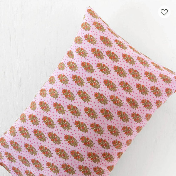 Mix & Match Cotton Pillowcase, Single - Pink Polka Dot
