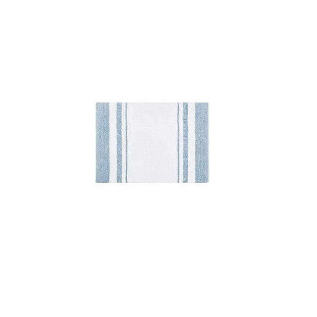 Madison Park Reversible Spa Rug 100%-Cotton Striped Ultra Soft Water Fast Bath Non-Slip Absorbent Quick Dry Mats for Tub, Shower Room, and Bathroom, 20"x30", Blue