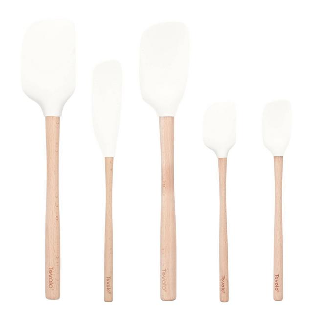 Tovolo 5pc Silicone and Wood Handle Spatula Set White
