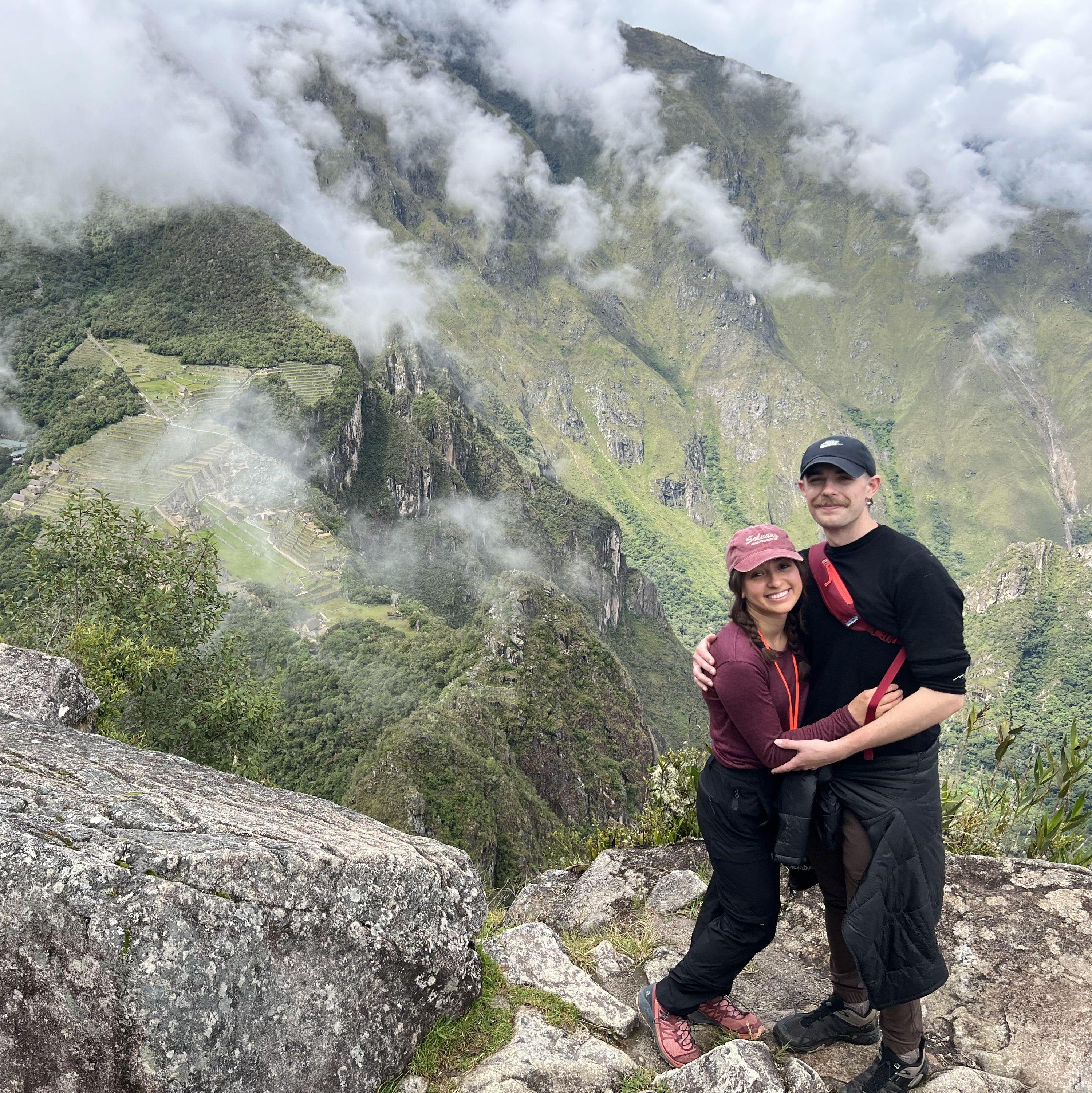 Us at the top of a mountain overlooking Machu Picchu in Peru!