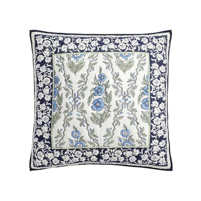 Roller Rabbit Trellis Floral Quilted Sham, Blue Multi, Euro