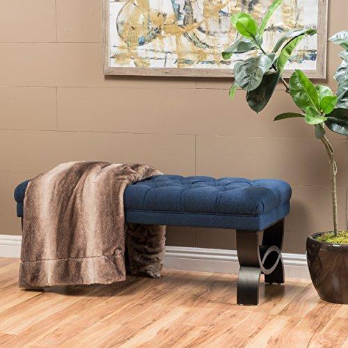 Christopher Knight Home Living Reddington Dark Blue Tufted Fabric Ottoman Bench, 17.25”D x 41.00”W x 16.75”H