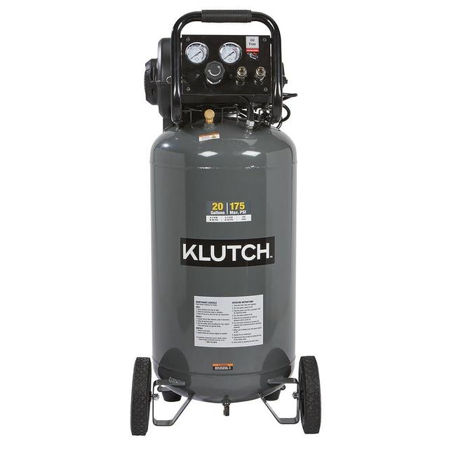 Klutch 20-Gallon Air Compressor, 2 HP, 120 Volts, 175 PSI