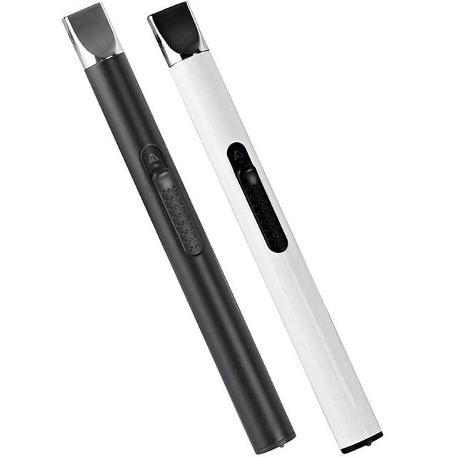 LYTOWN Lighter, 2 Pack Candle Lighter Electric Arc Lighter Rechargeable USB Lighter Flameless Grill Lighter with Safe Button for Home Candle BBQ Camping Kitchen(Black & White)