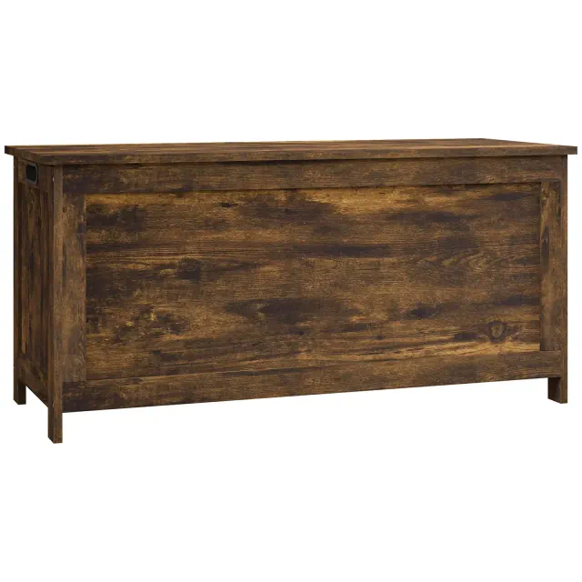 HOMCOM Storage Chest, Modern Storage Trunk with 2 Safety Hinges and Handles, Wooden Box for Living Room, Entryway, 39.4" x 15.7" x 18.9", Brown