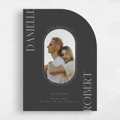 Grey Half arch Wedding Invitation - Falcon Photo