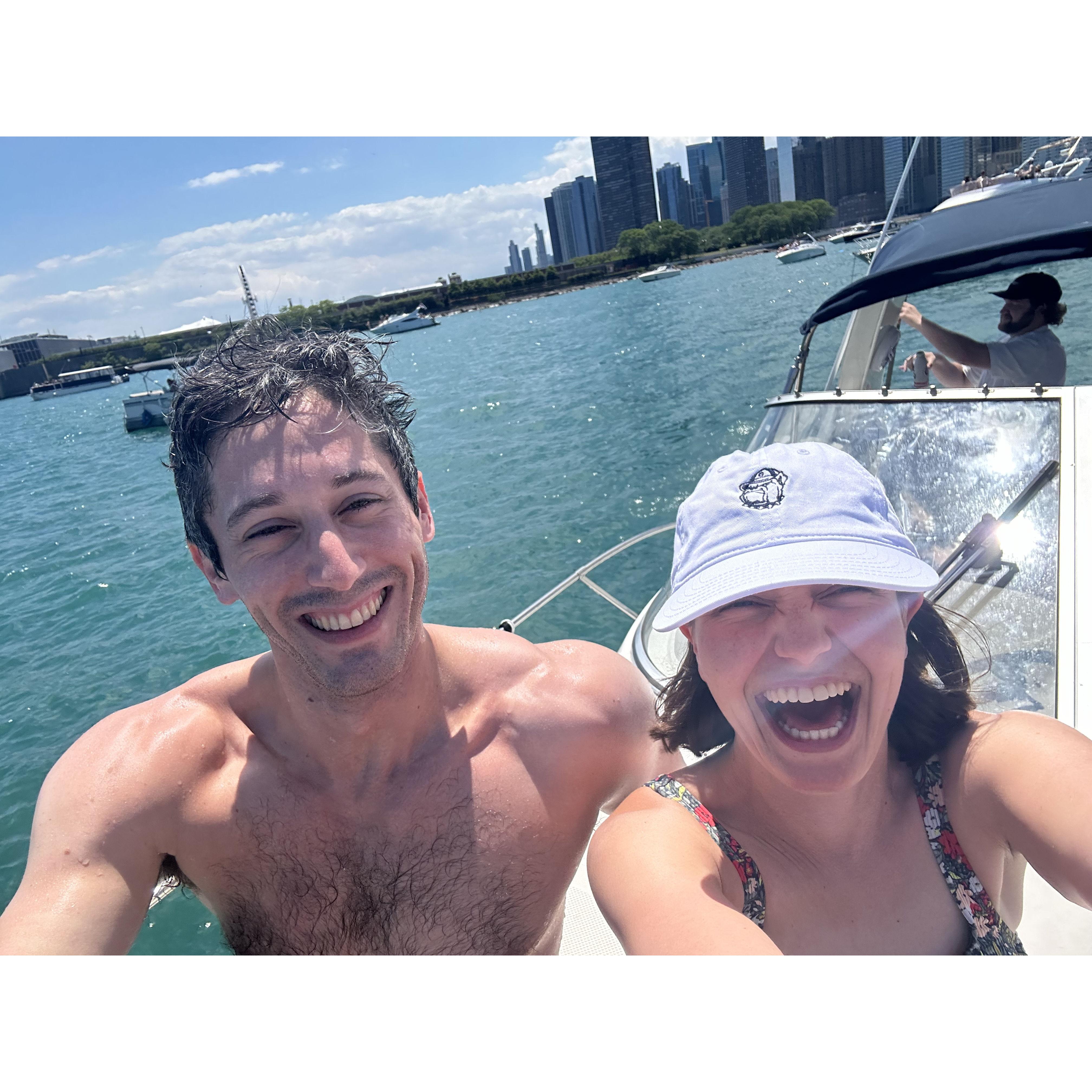 On a boat in the "Playpen" of Lake Michigan in Chicago, Illinois - July 2024
