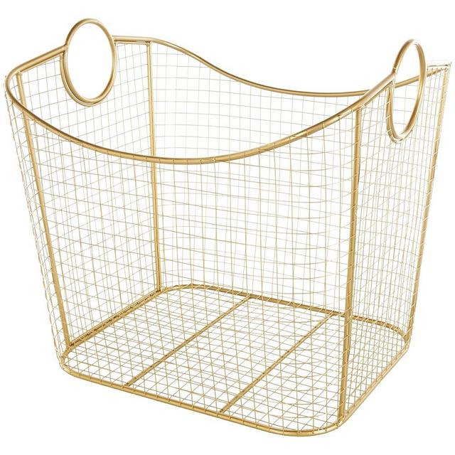 Deco 79 Metal Deep Storage Basket with Round Handles, 20" x 18" x 19", Gold