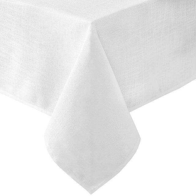 Laura Ashley Harper Luxuriously Smooth Fabric Tablecloth for Formal or Casual Dining, Holiday, Banquet, Wedding or Party, 60" x 84", White