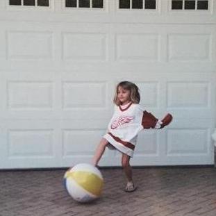Lauren's two favorite sports, hockey and soccer.  Go Wings!