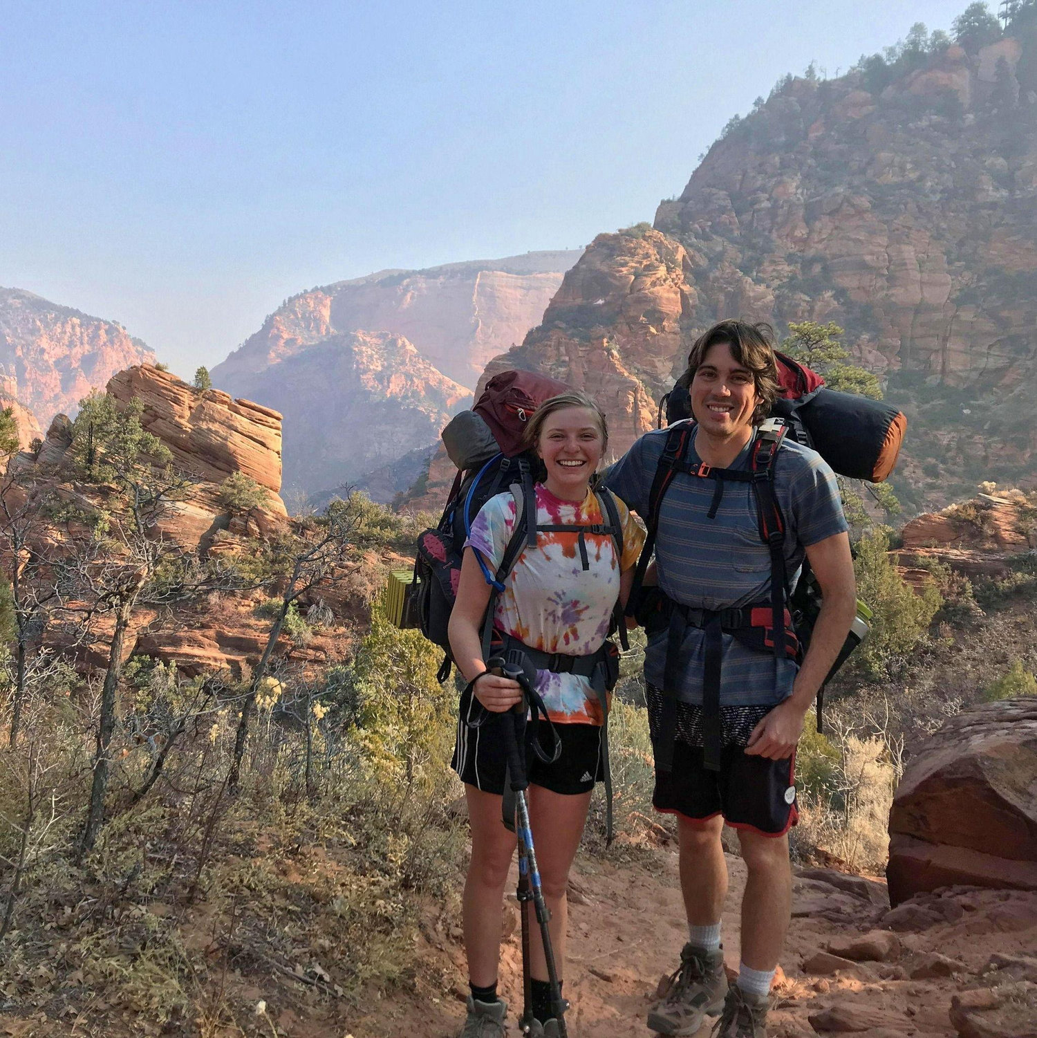 Backpacking the Zion Rim Trail in our first year together