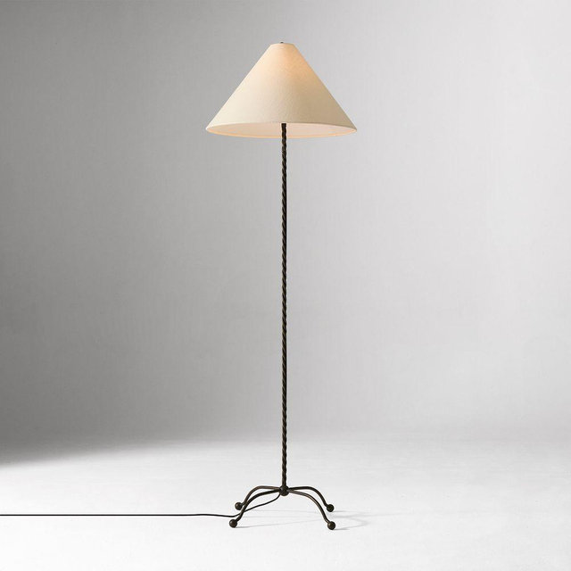 P&W Twisted Metal Floor Lamp, 58In, Dark Bronze