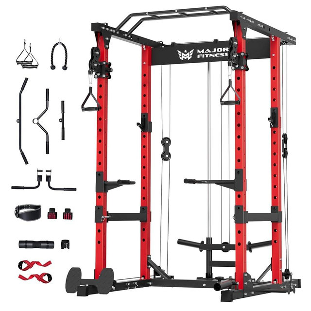 MAJOR FITNESS Drone1 Power Cage - Multi-Function Power Rack for Home Gym, Squat Rack, Cable Crossover System, for Strength Training