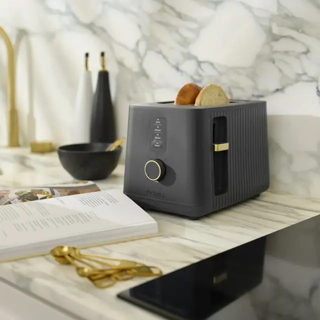 Thyme & Table 2-Slice Toaster, Extra-Wide Slots with Slide-Out Removable Crumb Tray, Slate Grey