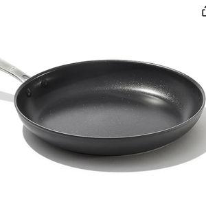 OXO Enhanced 12" Frying Pan Skillet, PFAS-Free Ceramic Nonstick, Durable Hard Anodized Cookware, Scratch Resistant, Stainless Steel Handle, Good Grips, Dishwasher & Oven safe, Black