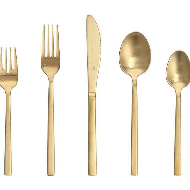 Fortessa Arezzo Flatware, Set of 5 - Brushed Gold