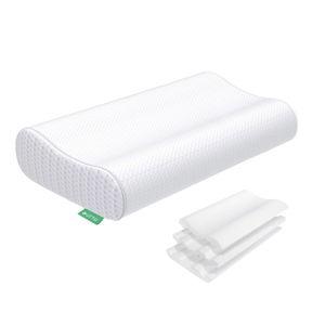 Pillow Memory Foam Neck Pillow for Sleeping, Adjustable Orthopedic Sandwich Pillow, Contour Cooling for Side Back Stomach Sleeper, Medium(23.6"×14"×5.2"/4.5") for Neck Strain Relief,