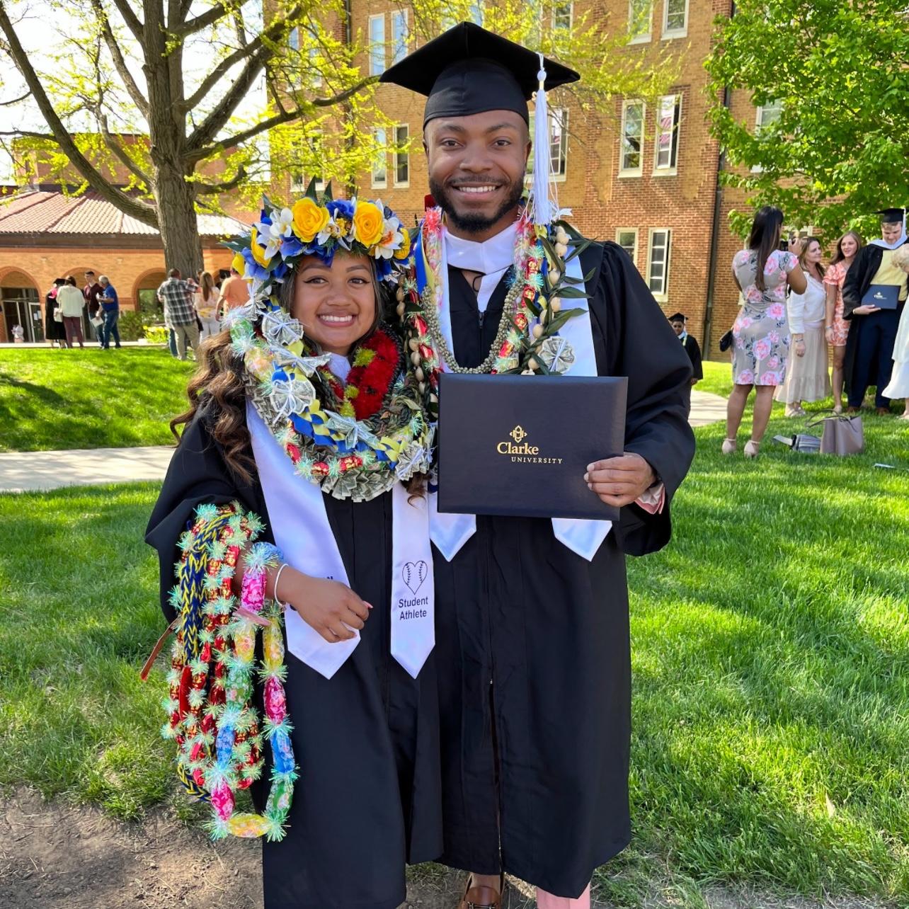 May 2022. Izzy and AJ graduated with their bachelor’s degrees (biology and business administration) from Clarke University