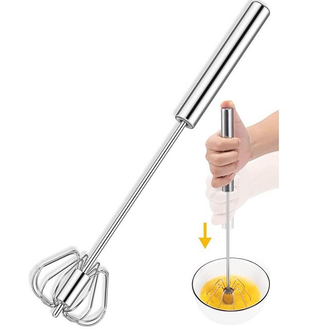 Hand Push Whisk, Semi-Automatic Egg Whisk, 12 Inch Stainless Steel Egg Whisk For Home Blending, Whisking, Beating, Stirring