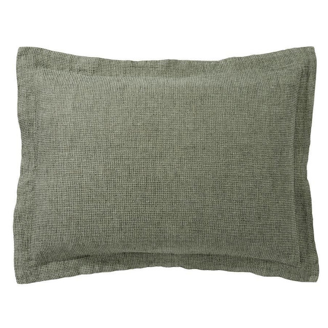 European Flax Linen Waffle Sham, Loden, Standard, Set of 2