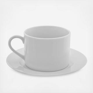 Basic Z-Ware White Can Cup & Saucer, Set of 6