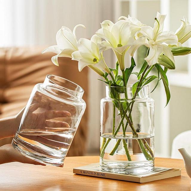 Clear Glass Vases Flower Vases for Centerpieces 9" Large Glass Cylinder Vase for Home Wedding Party Events Office Entryway Décor (Transparent-2 Pack)