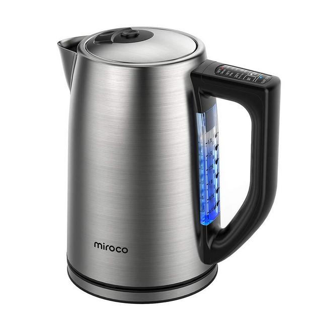 Miroco Electric Kettle Temperature Control Stainless Steel 1.7 L Tea Kettle, BPA-Free Hot Water Boiler Cordless with LED Light, Auto Shut-Off, Boil-Dry Protection, Keep Warm, 1500W Fast Boiling, 120V (Silver)