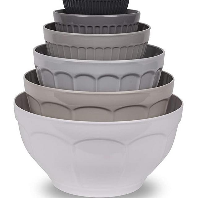 TarHong French Country 6-Piece Mixing Bowl Set, Rey, 0.4, 0.8, 1.6, 2.9, 4.2, 6 qt, Melamine, 6 Piece Set