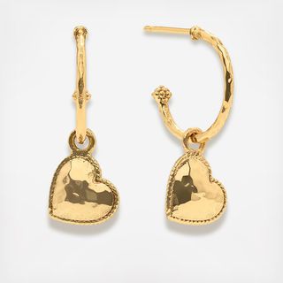 Love Hoop Earrings with Heart Charm