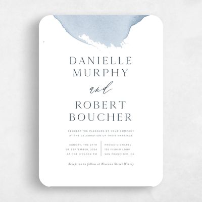 Blue Rounded Wedding Invitation - Cello Portrait