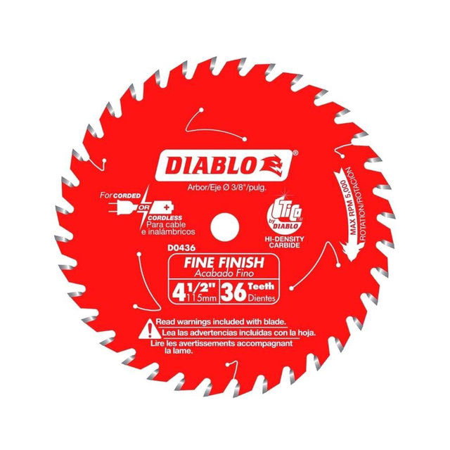 Diablo D0436X 4-1/2-Inch 36 Tooth ATB Cordless Trim Saw Blade with 20-Millimeter Arbor and 3/8-Inch Reducer Bushing