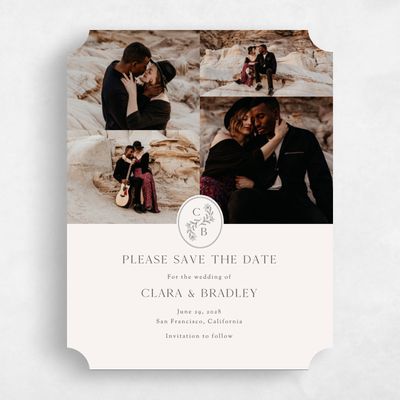 Beige Ticket Wedding Save the Date - Creston Multiphoto
