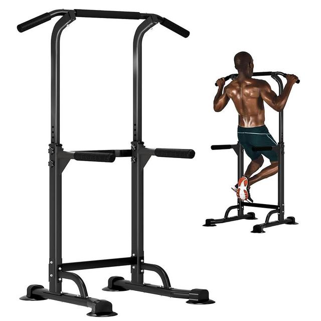 DlandHome Power Tower Adjustable Height Pull Up and Dip Station Pull Up Bar for Home Gym Multi-Function Strength Training Fitness Workout Station