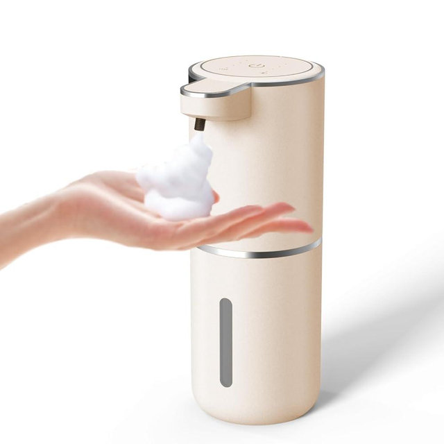 Automatic Soap Dispenser – Touchless Foaming Soap Dispenser 400ml USB Rechargeable Dispenser Electric Wall Mounted 4levels Adjustable Foam Soap Dispenser Pump for Bathroom Kitchen(Gold)