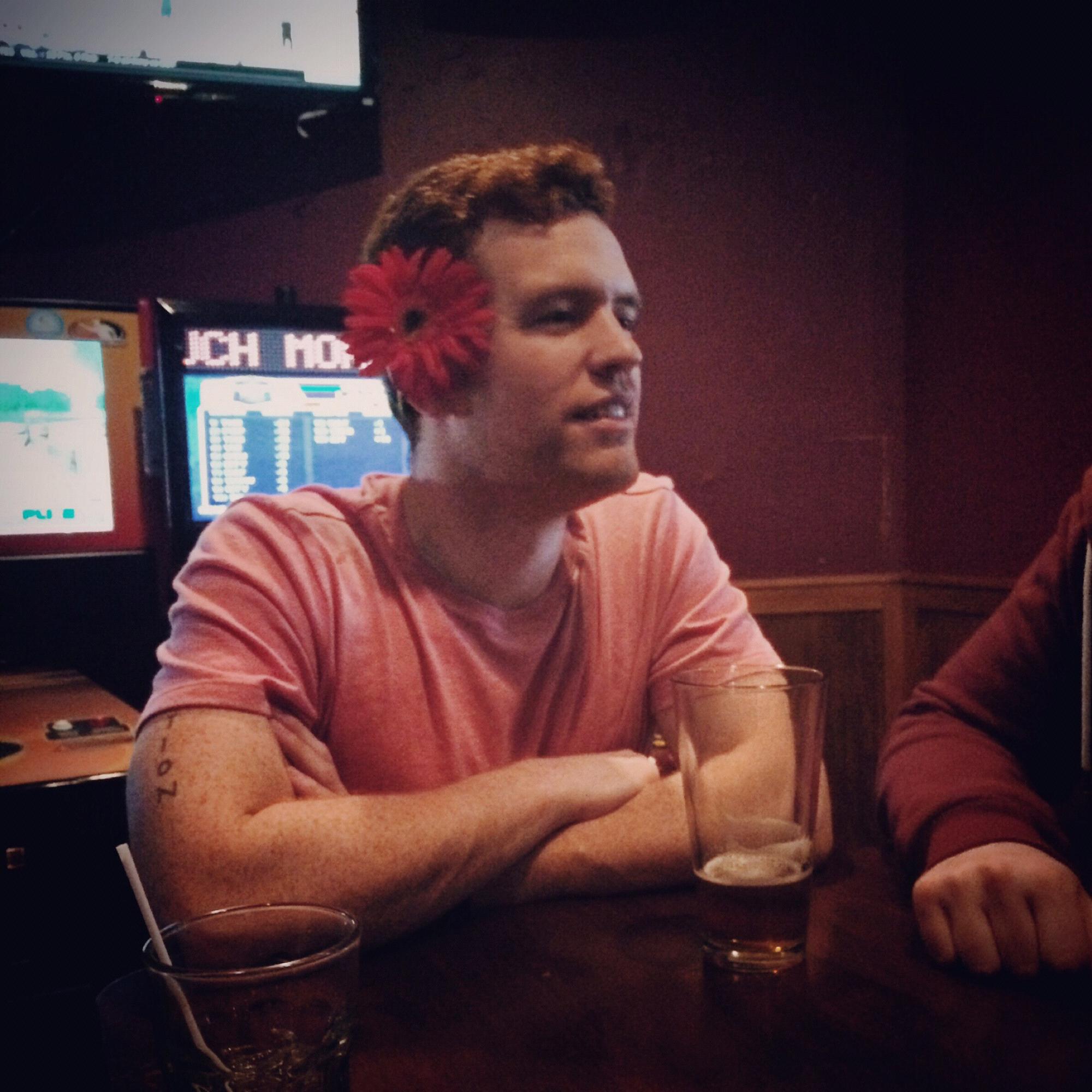 Travis did not know this picture was being taken but he still looks good.