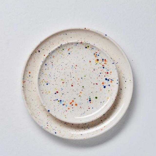 Handmade Confetti Ceramic Salad Plates, Set of 4
