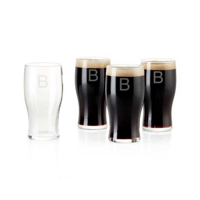 "B" Monogrammed Craft Beer Glasses, Set of 4