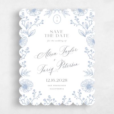 Blue Scalloped Wedding Save the Date - Gavina Classic