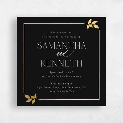 Black Wedding Invitation - Dakota Frame Foil