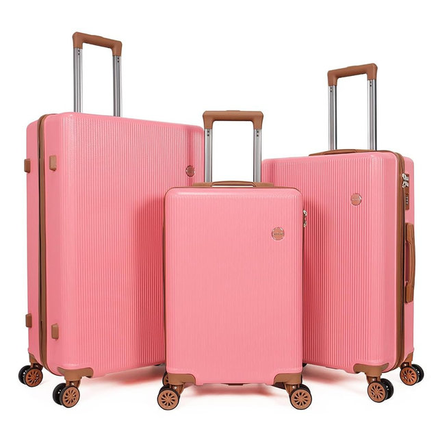 Aklsvion Luggage Sets 3 Piece (20/24/28 inch)-Carry On Suitcase-Suitcase With Wheels-PC+ABS - Hardside Spinner Travel Luggage, Black, 4 Pcs Set, Hardside Luggage Sets With Spinner Wheels (PINK)