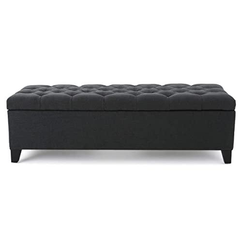 Christopher Knight Home Ottilie Fabric Storage Ottoman, Dark Grey