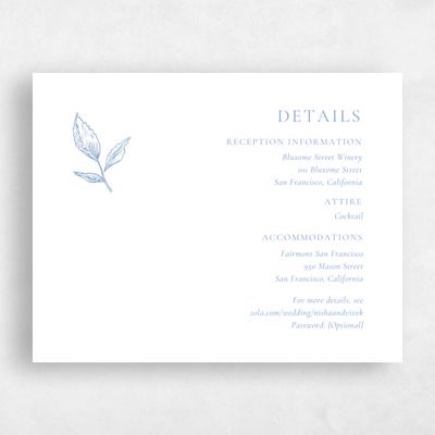 Blue Floral Wedding Enclosure - Cardinell Letterpress