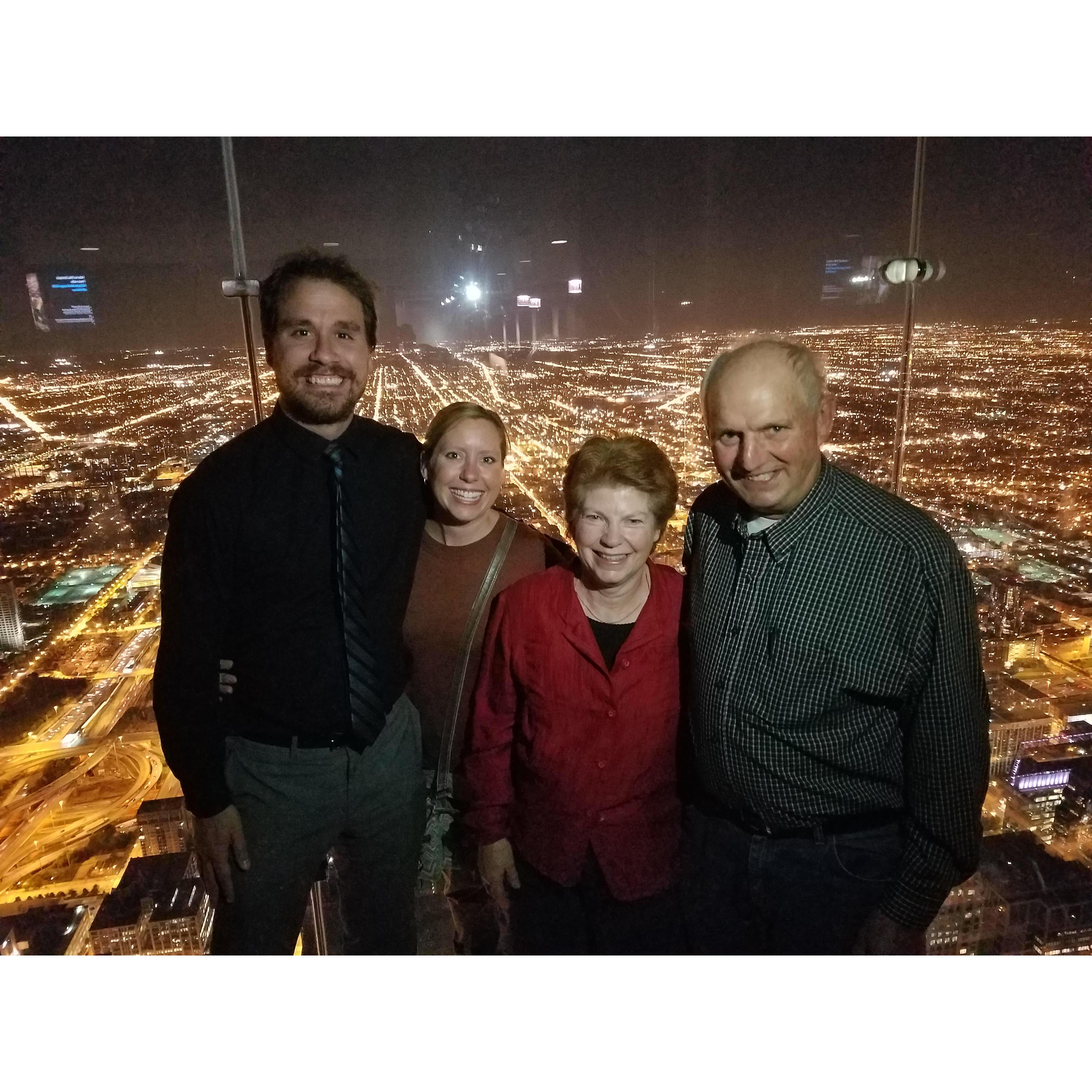 Robert meeting my family at the sky deck